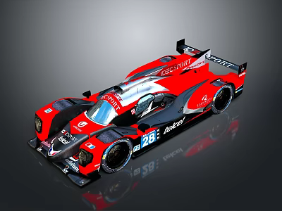 Red Toyota Racing Car With Number 28 And Streamlined Sporty Design 3d model