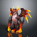 Game Movie Character Fire Dragon Creature With Flaming Wings And Glowing Claws