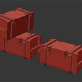 Three Green Wooden Crates Stacked With Metal Latches And Ammunition Label