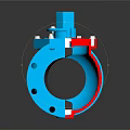 Blue Industrial Valve With Flange Connection And Machinery Equipment Design
