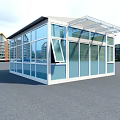 Modern Glass Building Structure With Surrounding High Rises And Gray Ground 3d model