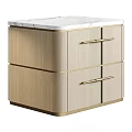 Stylish Modern Wooden Nightstand With Marble Top And Gold Metal Handles