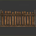 Wood And Stone Fence Structure Featuring Brown Wooden Slats And Horizontal Support Rails