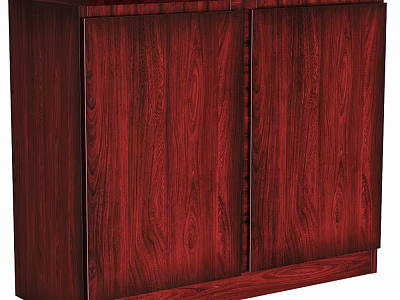 Classic Red Wood Entryway Cabinet and Side Cabinet with Double Door Storage Design 3d model