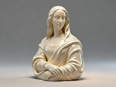 Landscape Sculpture White Female Bust With Long Hair Crossed Hands On Gray Background 3d model