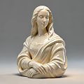 Landscape Sculpture White Female Bust With Long Hair Crossed Hands On Gray Background 3d model