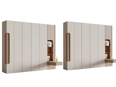 Modern Minimalist Wardrobe Design With Light Wood Finish Open Shelves And Long Handles 3d model