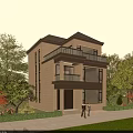 Modern Two Story Detached Villa With Large Windows And Green Surroundings