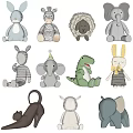 Plush Toy Ornaments Combination Children's Plush Toy Doll Ornaments 3d model
