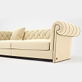 Beige Casual Sofa Set With Tufted Back Rolled Arms And Throw Pillow 3d model