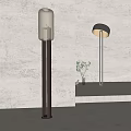 Modern Floor Lamps With Transparent And Black Shades White Bird Decoration Green Plant