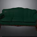 Vintage Green Sofa with Upholstered Fabric and Wooden Frame Legs Classic Design