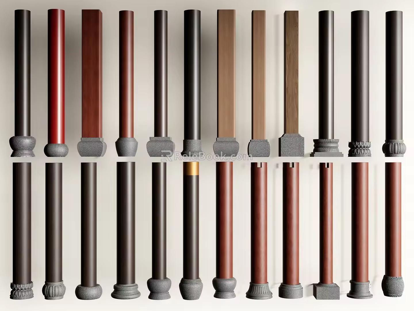 Chinese-style Column Foundation Stone Building Component 3d model