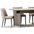 Modern Light Colored Wooden Dining Table Set With Upholstered Chairs 3d model