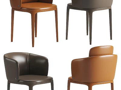 Modern Leisure Chairs With Brown And Black Leather Upholstery For Stylish Home Living Room 3d model