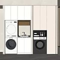 Modern Bathroom Cabinetry Design With Sink Faucet Washing Machine Dryer And Storage