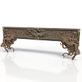 Vintage Copper Decorative Long Ornament With Intricate Eagle And Dragon Carvings And Four Clawed Feet