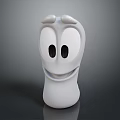 Cute White Cartoon Game Movie Character With Big Black Eyes Smiling Expression And Friendly Face
