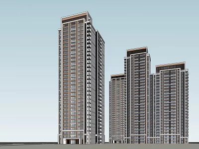 Modern High Rise Residential Buildings With Glass Facade And Urban Architecture Design 3d model
