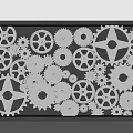 Industrial Style Background Wall With Black Frame And Silver Gears In Various Sizes