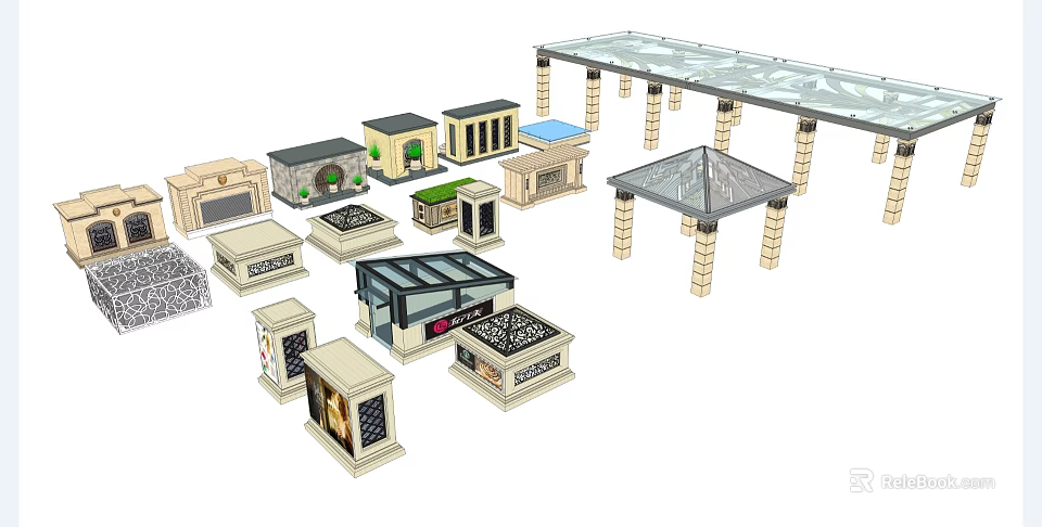 Various Small Architectural Models With Different Styles Roof Designs And Materials 3d model