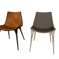 Modern Orange Leather And Gray Fabric Dining Chairs With Sleek Modern Design