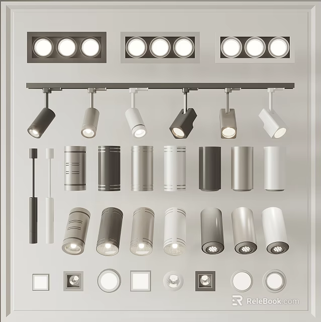 Modern Downlights And Spotlights In Various Styles For Home And Commercial Lighting 3d model 