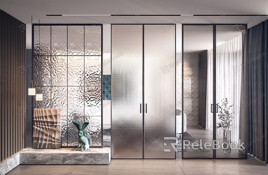 Modern partition porch partition glass sliding door combination model