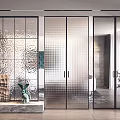 Modern partition porch partition glass sliding door combination 3d model