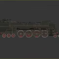 Vintage Dark Colored Steam Train Model With Red Wheels Front Snow Plow And Mechanical Details