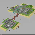 Animal Themed 3D Model Layout Including Roads Bridges And Green Spaces