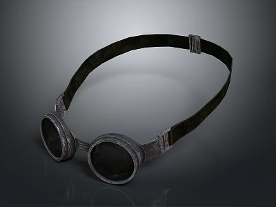 Vintage Design Goggles With Round Lenses And Adjustable Black Strap For Daily Necessities 3d model