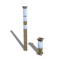 Outdoor Pillar Lights With Glass Panels And Decorative Metal Frames For Garden