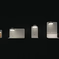 Modern Minimalist Wall Lamps Design With Round Shade And Shelf Mounted on Gray Wall