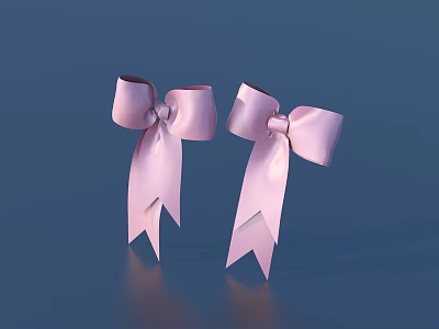Two Cute Pink Satin Bow Hair Decorative Accessories For Daily Use 3d model