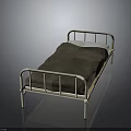 Modern Light Colored Metal Bed Frame With Dark Mattress And White Sheet