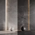 Gray Marble Wall Components With White And Black Spherical Decorations And Light Strip Lighting 3d model