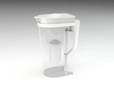 Kitchen Utensil Set Featuring Transparent Water Filter Pitcher With White Lid And Handle 3d model