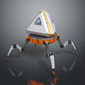 Mechanical Robot Character With Triangular Top Blue Eye And Spider Like Legs 3d model