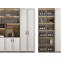 Modern Wine Cabinet With Glass Doors And Wine Bottle Storage Shelves