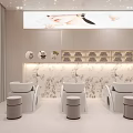 Luxury SPA Sauna Interior Design With Modern Sofa Round Coffee Table Rug And Wall Decor