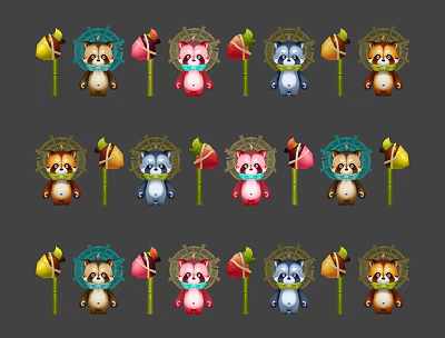 Modern game character raccoon 3d model