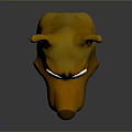 Cute Cartoon Dog Head 3D Model Character With Brown Fur And Blue Eyes