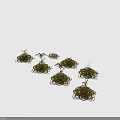 Golden Decorative Plants With Woven Roots And Leafy Stems On Black Background