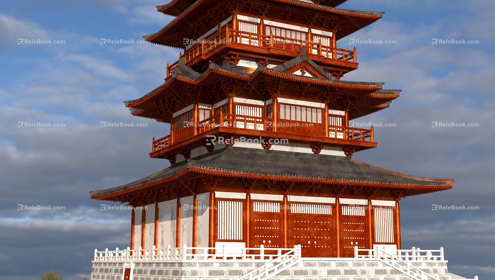 Ancient Building Loft Tea Sutra Pavilion 3d model