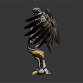 Realistic Game Movie Character With Large Brown Eagle Wings Armored Warrior Standing Pose