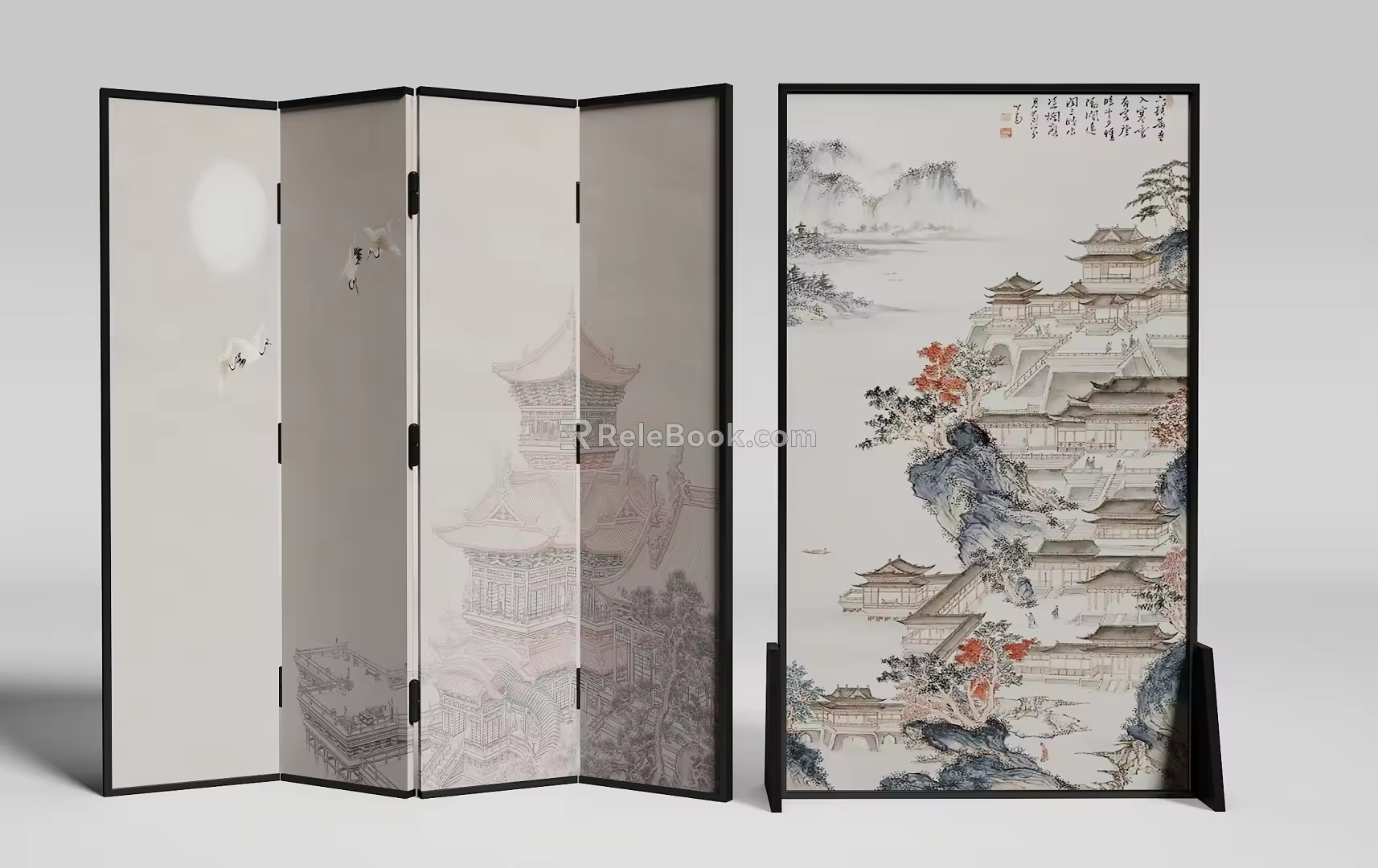new chinese style screen 3d model