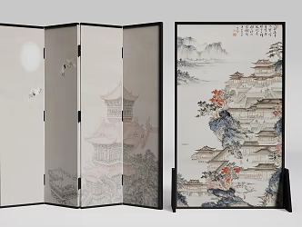 new chinese style screen 3d model