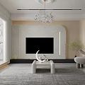 Modern Living And Dining Room With Gray Sofa Crystal Pendant Light And Red Floor Lamp