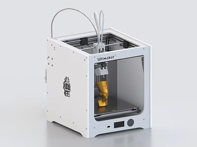 Tronxy Industrial 3D Printer with White Body Transparent Window During Yellow Object Printing Process 3d model